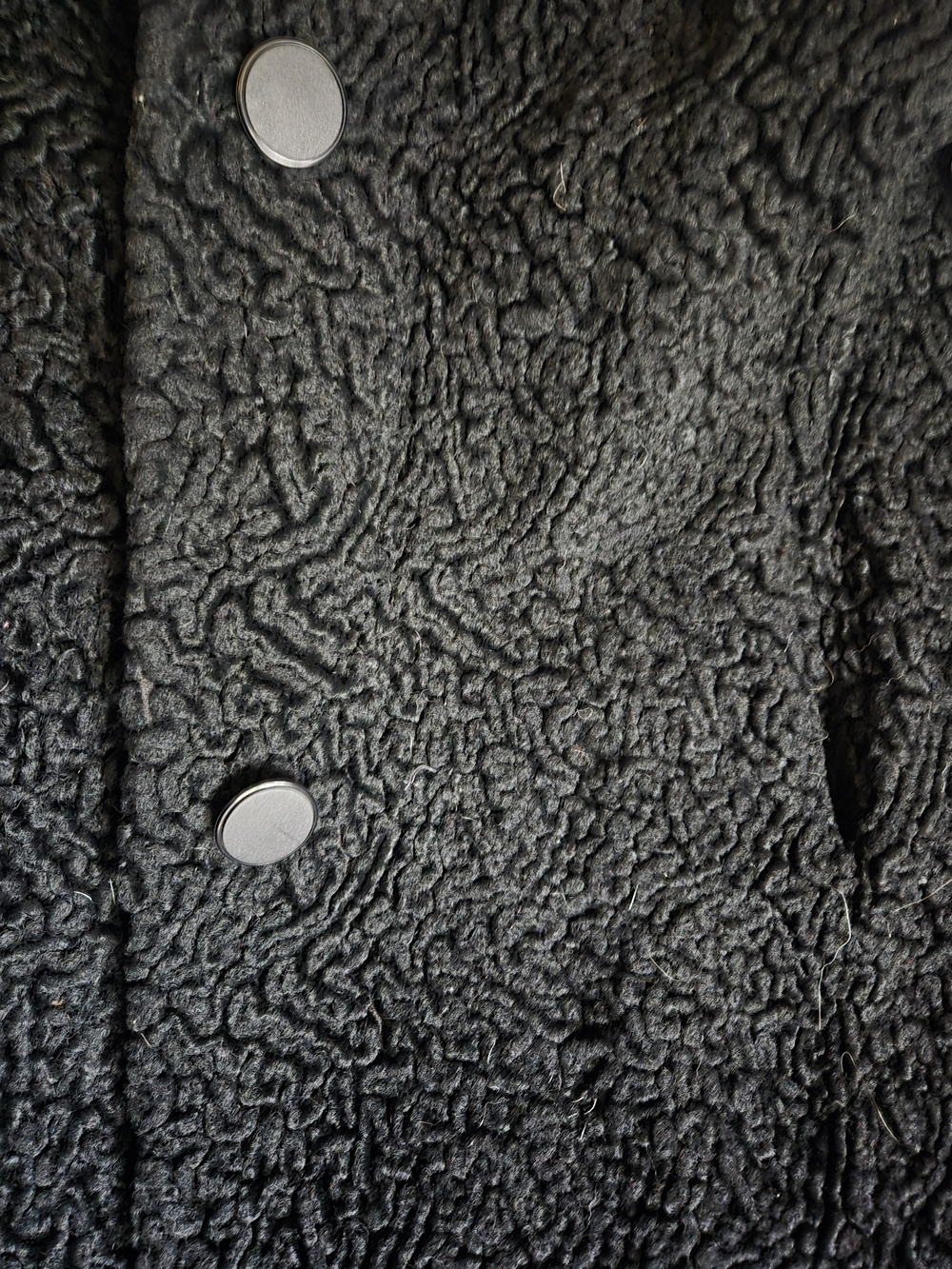 Classic Black Persian Lamb Coat - Women's Elegant Textured Jacket/Coat - Picture 3 of 6